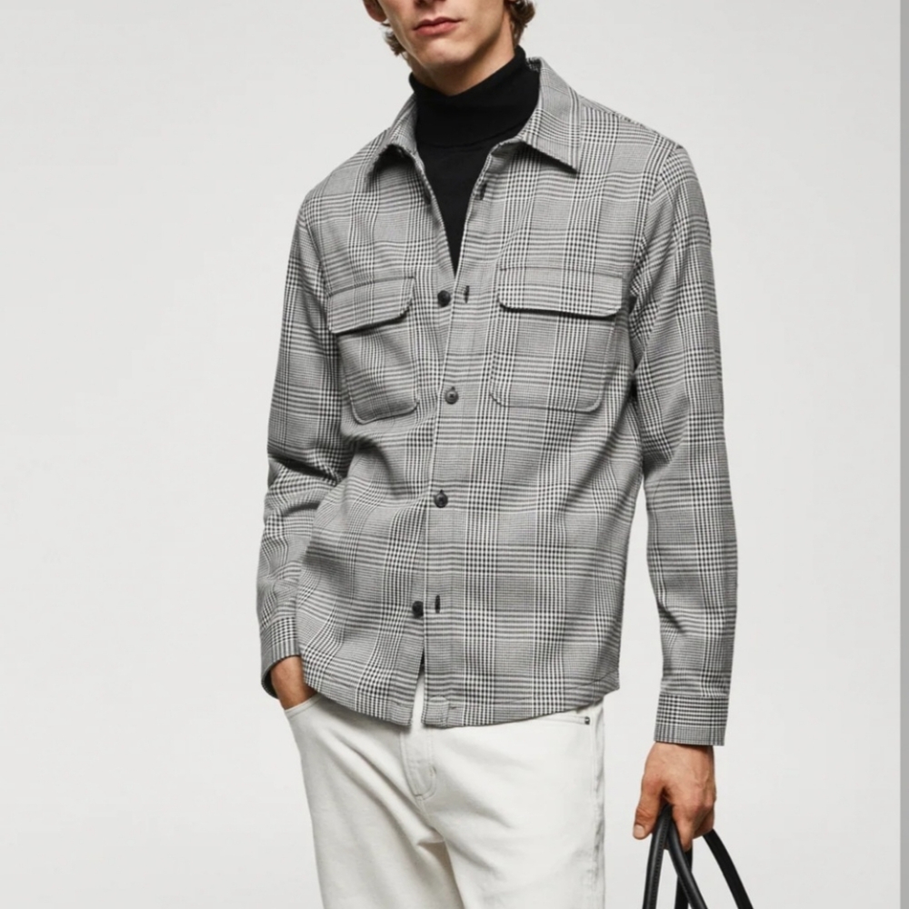Tommy Hilfiger Black & Gray Plaid Lightweight Shirt Jacket